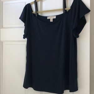 Michael Kors Navy blouse with shoulder detail
